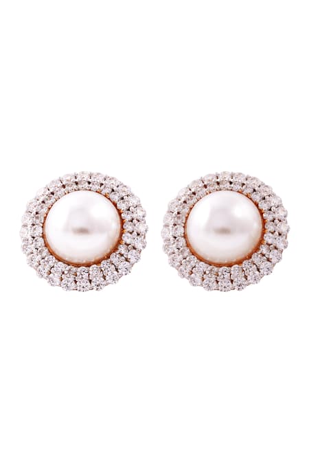 PRATA Pearl Luminary Stone Round Studs 