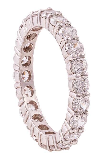 Shop Prata White Zari Eternity Band Ring at Aza Fashions Shop_Prata_White Zari Eternity Band Ring _at_Aza_Fashions
