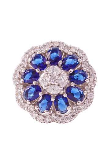 Shop Prata White Crystals, Stones Floral Embellished Ring at Aza Fashions Shop_Prata_White Crystals, Stones Floral Embellished Ring _at_Aza_Fashions