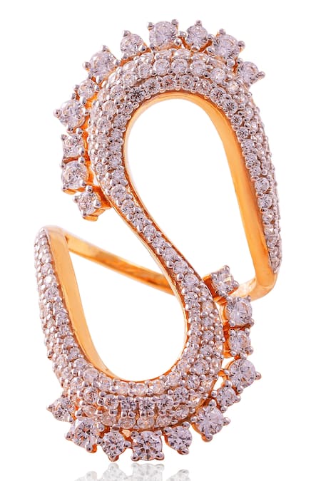 Shop Prata White Crystals Arcadian Curve Ring at Aza Fashions Shop_Prata_White Crystals Arcadian Curve Ring _at_Aza_Fashions