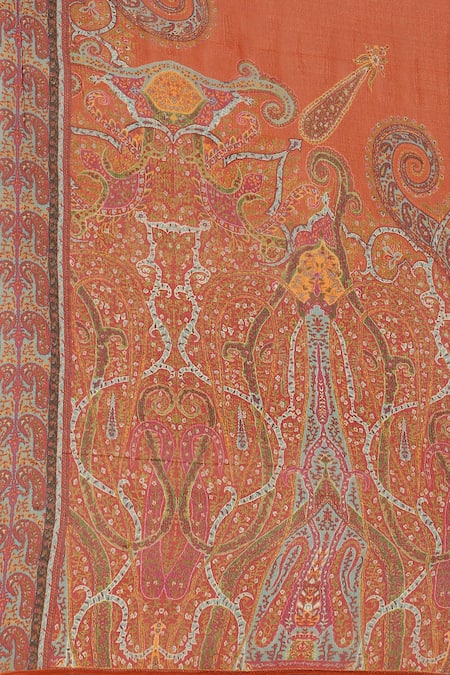 Buy Ritu Kumar Orange Silk, Viscose Embroidery Round Neck Joshika Print Kurta Pant Set Buy_Ritu Kumar_Orange Silk, Viscose Embroidery Round Neck Joshika Print Kurta Pant Set