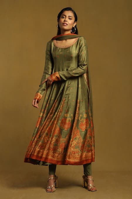 Ritu Kumar Alexander Flower Print Anarkali Churidar Set 