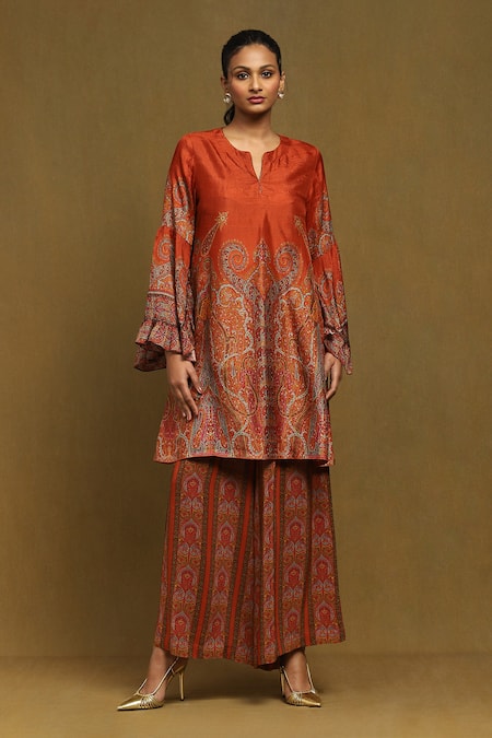 Ritu Kumar Joshika Paisley Blossom Print Kurta With Palazzo 