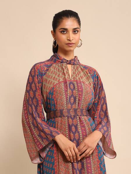 Buy Ritu Kumar Purple Silk Collared Pushkar Print Kurta Buy_Ritu Kumar_Purple Silk Collared Pushkar Print Kurta