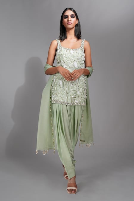 Shruti S Pearl Embellished Strappy Kurta Salwar Set 