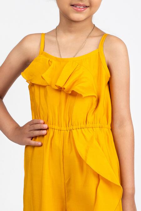 Jelly Jones Yellow Cotton, Silk Ruffles Solid Jumpsuit at Aza Fashions Jelly Jones_Yellow Cotton, Silk Ruffles Solid Jumpsuit_at_Aza_Fashions