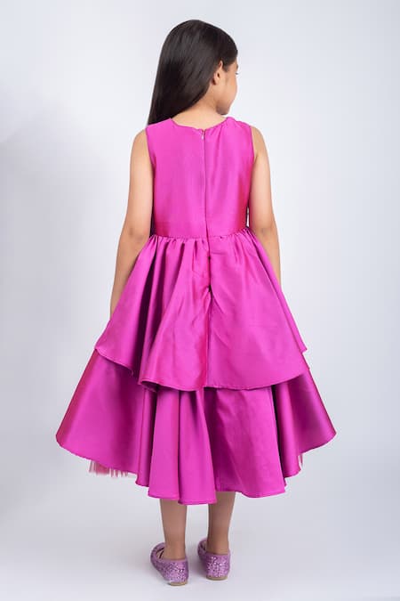 Jelly Jones Embellished Sequin Net Layered Satin Dress 