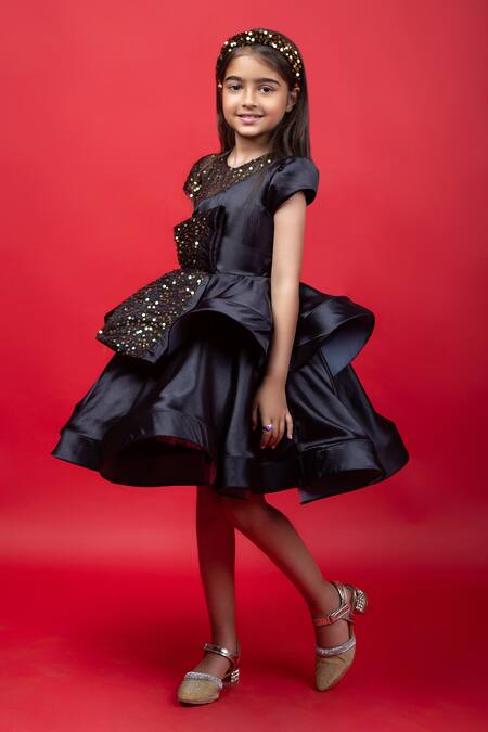 Jelly Jones_Black Embellished Bow Layered Dress_at_Aza_Fashions