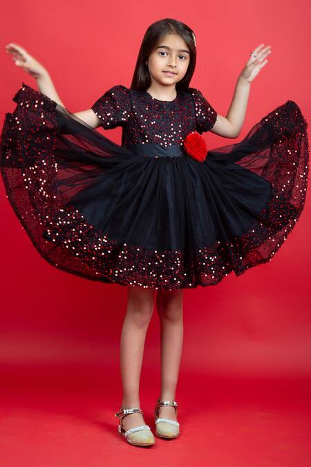 Buy Jelly Jones Black Silk, Net, Cotton Sequins And Rosa Embellished Dress Online at Aza Fashions Buy_Jelly Jones_Black Silk, Net, Cotton Sequins And Rosa Embellished Dress _Online_at_Aza_Fashions