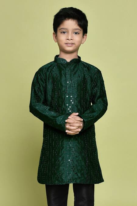 Buy Petite Pomme Green Silk Sequins, Embroidery Kurta Online at Aza Fashions Buy_Petite Pomme_Green Silk Sequins, Embroidery Kurta _Online_at_Aza_Fashions