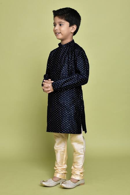 Shop_Petite Pomme_Blue Silk Sequins Embroidered Straight Kurta _Online_at_Aza_Fashions