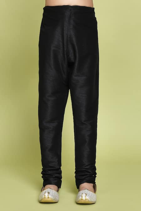 Buy_Petite Pomme_Blue Silk Sequins, Embroidery Navy Kurta 