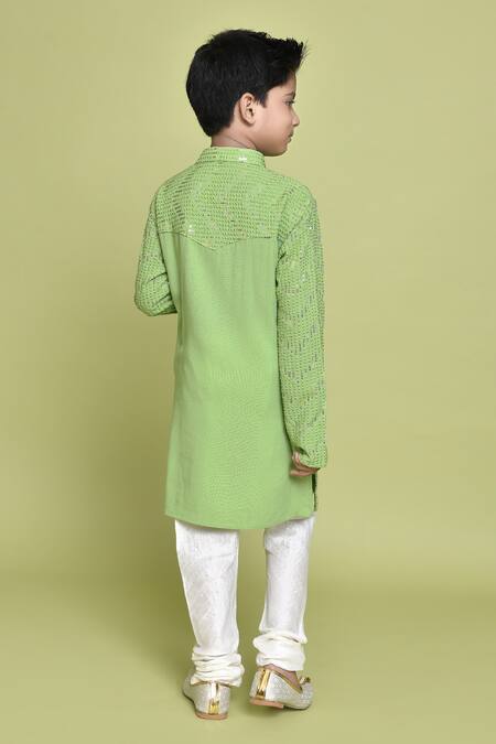 Petite Pomme Sequin Embroidered Straight Kurta 