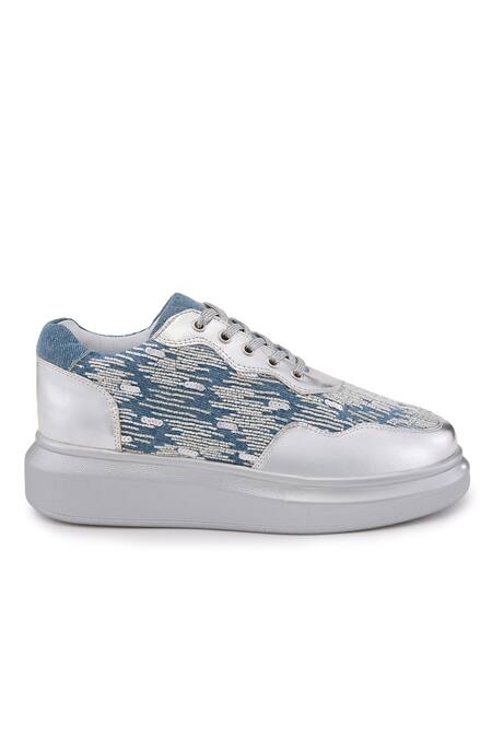 Buy Anaar Blue Miami Palms Cutdana Embroidered Flat Sneakers Online at Aza Fashions Buy_Anaar_Blue Miami Palms Cutdana Embroidered Flat Sneakers _Online_at_Aza_Fashions