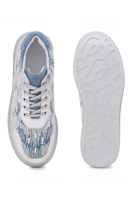 Anaar Blue Miami Palms Cutdana Embroidered Flat Sneakers at Aza Fashions Anaar_Blue Miami Palms Cutdana Embroidered Flat Sneakers _at_Aza_Fashions