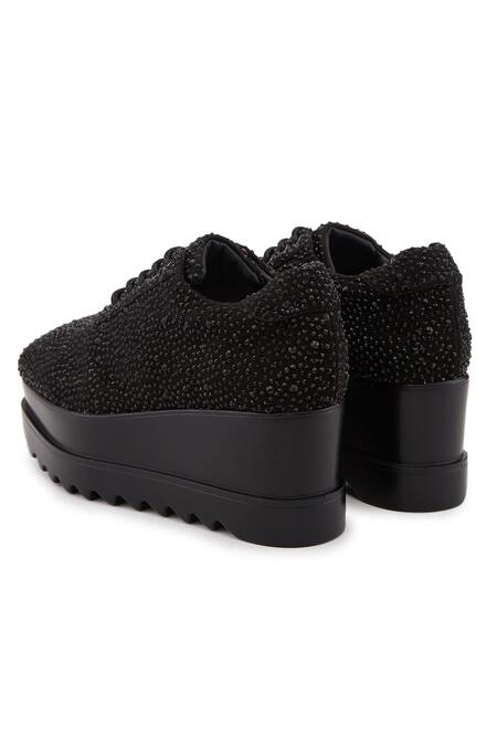 Shop Anaar Black Pop Rocks Rhinestone Embellished Wedge Sneakers Online at Aza Fashions Shop_Anaar_Black Pop Rocks Rhinestone Embellished Wedge Sneakers _Online_at_Aza_Fashions