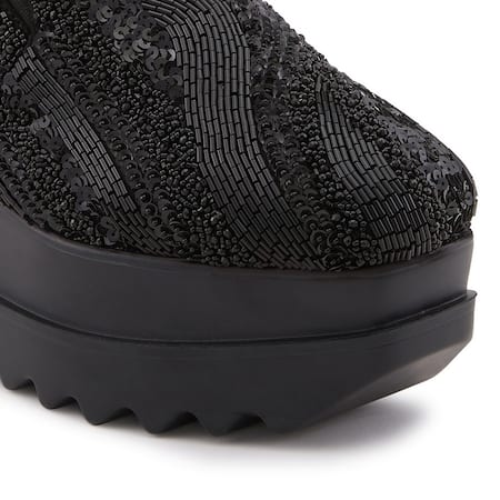 Buy Anaar Black Crystals, Sequins, Beads Midnight Magic Embellished Wedge Sneakers Buy_Anaar_Black Crystals, Sequins, Beads Midnight Magic Embellished Wedge Sneakers
