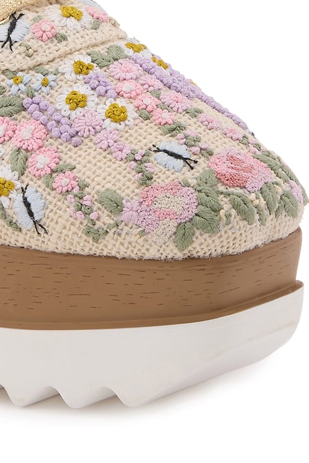 Buy Anaar Beige Embroidery Valensole Wedge Sneakers Buy_Anaar_Beige Embroidery Valensole Wedge Sneakers