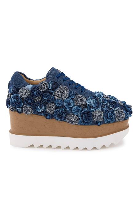 Buy Anaar Blue Pocket Roses Embroidered Wedge Sneakers Online at Aza Fashions Buy_Anaar_Blue Pocket Roses Embroidered Wedge Sneakers _Online_at_Aza_Fashions