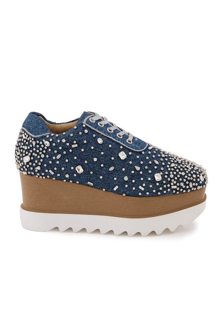 Buy Anaar Blue Dynasty Stone Embellished Wedge Sneakers Online at Aza Fashions Buy_Anaar_Blue Dynasty Stone Embellished Wedge Sneakers _Online_at_Aza_Fashions