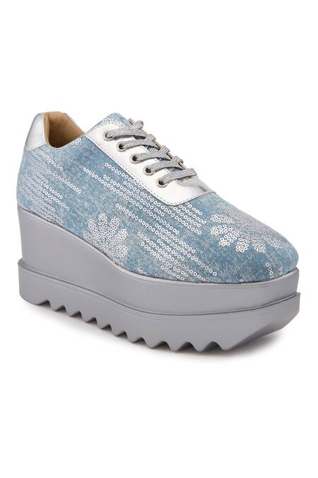 Anaar Blue Moon Sequin Embroidered Wedge Sneakers Online at Aza Fashions Anaar_Blue Moon Sequin Embroidered Wedge Sneakers _Online_at_Aza_Fashions