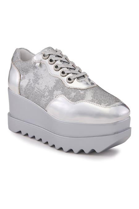 Anaar_Silver Razzle Wedge Sneakers _Online_at_Aza_Fashions