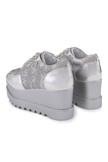 Shop_Anaar_Silver Razzle Wedge Sneakers _Online_at_Aza_Fashions