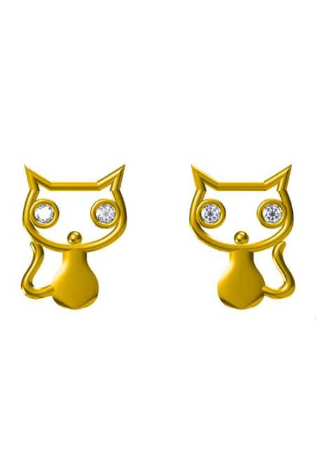 Tsara Silver Plated Crystal Cat Shaped Earrings