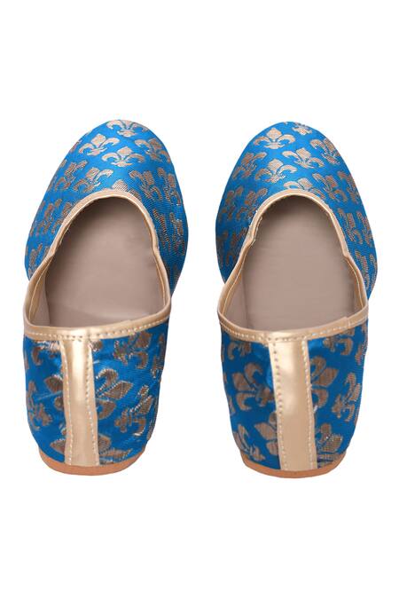 Buy_Arihant Rai Sinha_Blue Floral Trisul Brocade Juttis_Online_at_Aza_Fashions