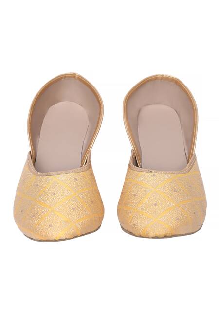 Arihant Rai Sinha_Yellow Flora Jaal Woven Juttis_Online_at_Aza_Fashions