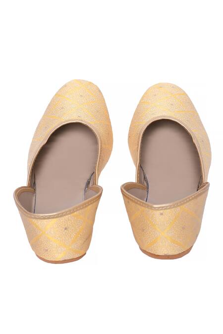 Buy_Arihant Rai Sinha_Yellow Flora Jaal Woven Juttis_Online_at_Aza_Fashions