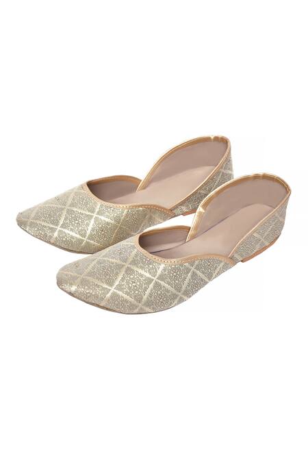 Shop_Arihant Rai Sinha_Green Floral Jaal Woven Juttis_at_Aza_Fashions