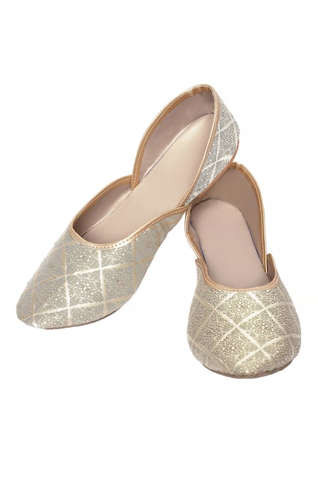 Shop_Arihant Rai Sinha_Green Floral Jaal Woven Juttis_Online_at_Aza_Fashions