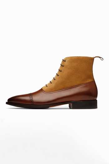 Buy_3dm Lifestyle_Brown Plain Two Tone Balmoral Leather Boots_Online_at_Aza_Fashions