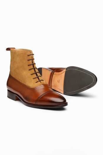 Shop_3dm Lifestyle_Brown Plain Two Tone Balmoral Leather Boots_Online_at_Aza_Fashions