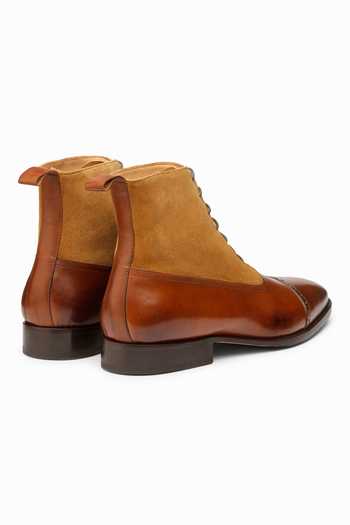 3dm Lifestyle_Brown Plain Two Tone Balmoral Leather Boots_at_Aza_Fashions