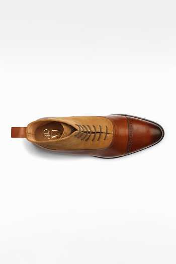 Buy_3dm Lifestyle_Brown Plain Two Tone Balmoral Leather Boots