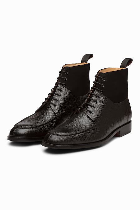 3DM LIFESTYLE Black Plain Split Toe Derby Combination Boots 