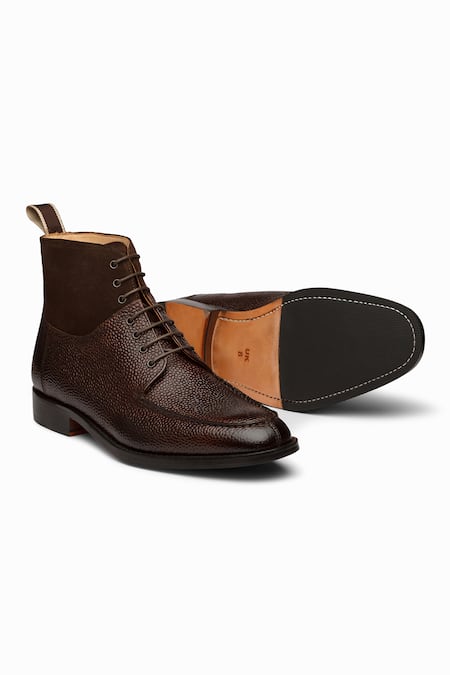 Shop_3dm Lifestyle_Brown Plain Split Toe Derby Boots _Online_at_Aza_Fashions