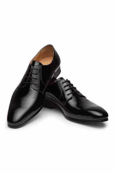 Shop_3dm Lifestyle_Black Plain Leather Derby Shoes _Online_at_Aza_Fashions