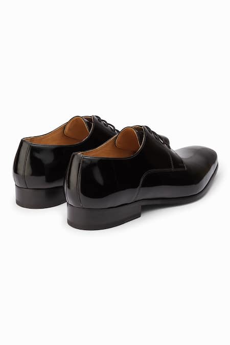 Buy_3dm Lifestyle_Black Plain Leather Derby Shoes 