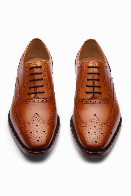 Shop_3dm Lifestyle_Brown Plain Derby Perforated Shoes _at_Aza_Fashions