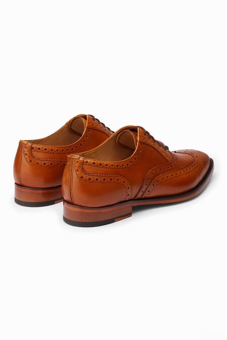 Buy_3dm Lifestyle_Brown Plain Derby Perforated Shoes 