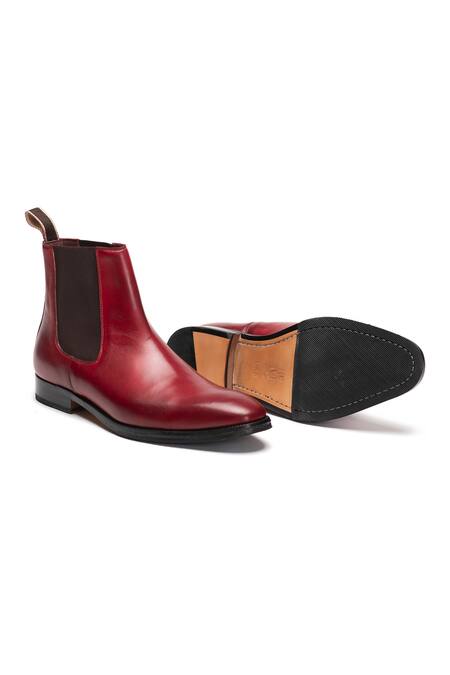 Buy 3dm Lifestyle Red Plain Leather Chisel Toe Chelsea Boots Online at Aza Fashions Buy_3dm Lifestyle_Red Plain Leather Chisel Toe Chelsea Boots _Online_at_Aza_Fashions