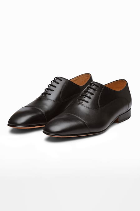 3dm Lifestyle_Black Plain Captoe Oxford Leather Shoes _Online_at_Aza_Fashions