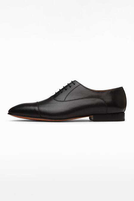 Shop_3dm Lifestyle_Black Plain Captoe Oxford Leather Shoes _Online_at_Aza_Fashions