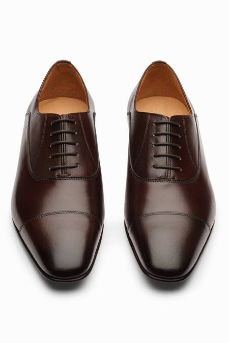 Buy_3dm Lifestyle_Brown Plain Leather Captoe Oxford Shoes 