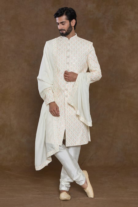 Aryavir Malhotra Sequin Embellished Sherwani Churidar Set 