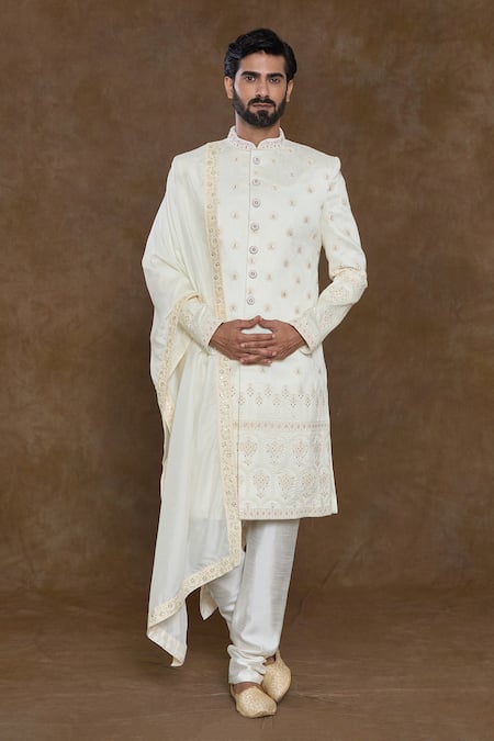 Aryavir Malhotra Floral Buta Embellished Sherwani Churidar Set 