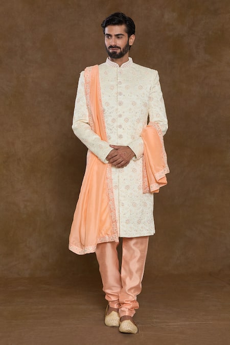 Aryavir Malhotra Floral Sequin Embellished Sherwani Set 